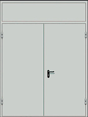 Дверь противопожарная металлическая с фрамугой цвет RAL 7035
